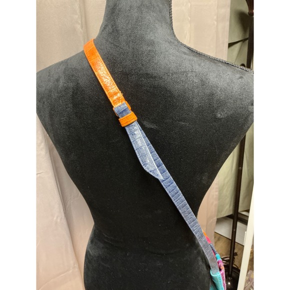 Sharif Made in USA Patchwork Leather Crossbody Bag Bohemian Multi Color - Picture 4 of 10